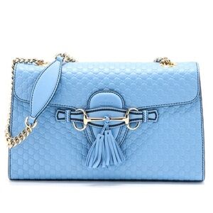 Gucci Guccissima Blue Emily Large Shoulder Bag